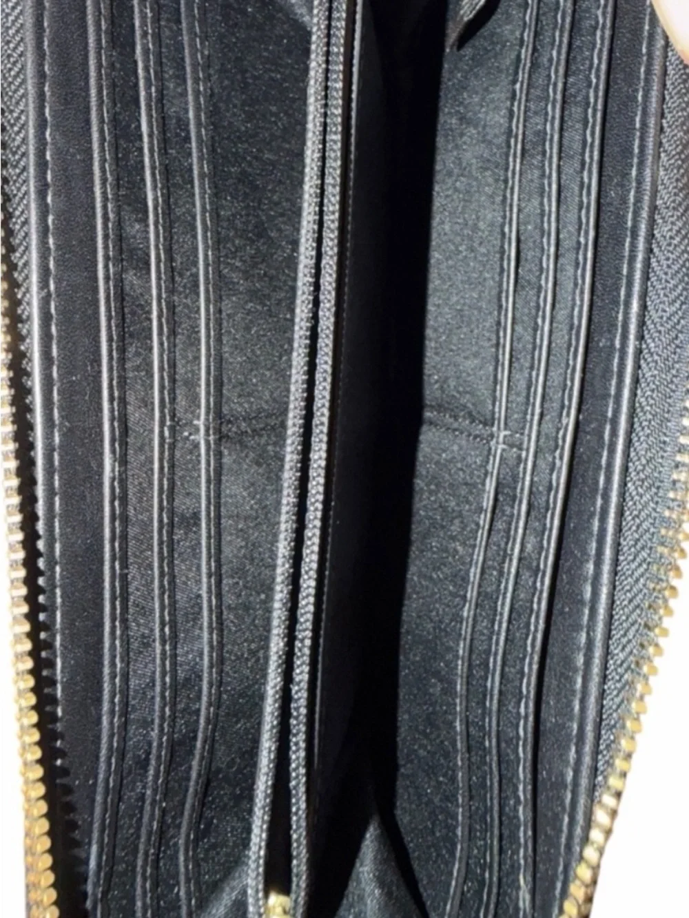 Coach Poppy Black Leather Zip Wallet with Gold Plaque